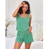 image:imageEkouaer Womens Pajama Set Shorts Sleeveless Lounge Sets Summer 2 Piece Pjs Tank Top and Shorts with PocketsMint Green