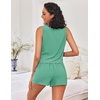 image:imageEkouaer Womens Pajama Set Shorts Sleeveless Lounge Sets Summer 2 Piece Pjs Tank Top and Shorts with PocketsMint Green