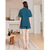 image:imageEkouaer Womens Pajama Sets 2 Piece Cotton Pjs Button Down Sleepwear Short Sleeve Lounge Set with PocketsBlue Green