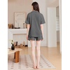 image:imageEkouaer Womens Pajama Sets 2 Piece Cotton Pjs Button Down Sleepwear Short Sleeve Lounge Set with PocketsDeep Grey
