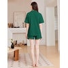 image:imageEkouaer Womens Pajama Sets 2 Piece Cotton Pjs Button Down Sleepwear Short Sleeve Lounge Set with PocketsGreen