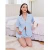 image:imageEkouaer Womens Pajama Sets 2 Piece Cotton Pjs Button Down Sleepwear Short Sleeve Lounge Set with PocketsLight Blue