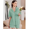 image:imageEkouaer Womens Pajama Sets 2 Piece Cotton Pjs Button Down Sleepwear Short Sleeve Lounge Set with PocketsLight Green