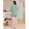image:imageEkouaer Womens Pajama Sets 2 Piece Cotton Pjs Button Down Sleepwear Short Sleeve Lounge Set with PocketsLight Green
