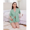 image:imageEkouaer Womens Pajama Sets 2 Piece Cotton Pjs Button Down Sleepwear Short Sleeve Lounge Set with PocketsLight Green