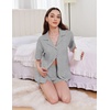 image:imageEkouaer Womens Pajama Sets 2 Piece Cotton Pjs Button Down Sleepwear Short Sleeve Lounge Set with PocketsLight Grey