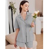 image:imageEkouaer Womens Pajama Sets 2 Piece Cotton Pjs Button Down Sleepwear Short Sleeve Lounge Set with PocketsLight Grey