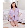 image:imageEkouaer Womens Pajama Sets 2 Piece Cotton Pjs Button Down Sleepwear Short Sleeve Lounge Set with PocketsLilac
