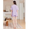 image:imageEkouaer Womens Pajama Sets 2 Piece Cotton Pjs Button Down Sleepwear Short Sleeve Lounge Set with PocketsLilac