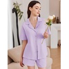 image:imageEkouaer Womens Pajama Sets 2 Piece Cotton Pjs Button Down Sleepwear Short Sleeve Lounge Set with PocketsLilac