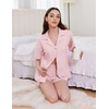 image:imageEkouaer Womens Pajama Sets 2 Piece Cotton Pjs Button Down Sleepwear Short Sleeve Lounge Set with PocketsPink