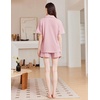image:imageEkouaer Womens Pajama Sets 2 Piece Cotton Pjs Button Down Sleepwear Short Sleeve Lounge Set with PocketsPink