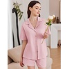 image:imageEkouaer Womens Pajama Sets 2 Piece Cotton Pjs Button Down Sleepwear Short Sleeve Lounge Set with PocketsPink