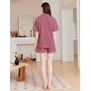 image:imageEkouaer Womens Pajama Sets 2 Piece Cotton Pjs Button Down Sleepwear Short Sleeve Lounge Set with PocketsRose Pink