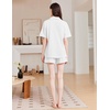 image:imageEkouaer Womens Pajama Sets 2 Piece Cotton Pjs Button Down Sleepwear Short Sleeve Lounge Set with PocketsWhite