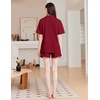 image:imageEkouaer Womens Pajama Sets 2 Piece Cotton Pjs Button Down Sleepwear Short Sleeve Lounge Set with PocketsWine Red
