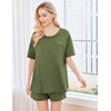 image:imageEkouaer Womens Pajama Sets 2 Piece Short Sleeve Lounge Sets Soft Crew Neck Top and Shorts Sleepwear 2026Army Green