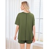 image:imageEkouaer Womens Pajama Sets 2 Piece Short Sleeve Lounge Sets Soft Crew Neck Top and Shorts Sleepwear 2026Army Green