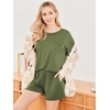 image:imageEkouaer Womens Pajama Sets 2 Piece Short Sleeve Lounge Sets Soft Crew Neck Top and Shorts Sleepwear 2026Army Green