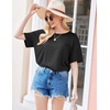 image:imageEkouaer Womens Pajama Sets 2 Piece Short Sleeve Lounge Sets Soft Crew Neck Top and Shorts Sleepwear 2026Black
