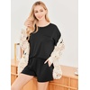 image:imageEkouaer Womens Pajama Sets 2 Piece Short Sleeve Lounge Sets Soft Crew Neck Top and Shorts Sleepwear 2026Black