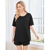 image:imageEkouaer Womens Pajama Sets 2 Piece Short Sleeve Lounge Sets Soft Crew Neck Top and Shorts Sleepwear 2026Black