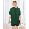 image:imageEkouaer Womens Pajama Sets 2 Piece Short Sleeve Lounge Sets Soft Crew Neck Top and Shorts Sleepwear 2026Bright Green