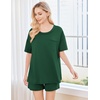 image:imageEkouaer Womens Pajama Sets 2 Piece Short Sleeve Lounge Sets Soft Crew Neck Top and Shorts Sleepwear 2026Bright Green