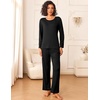 image:imageEkouaer Womens Pajama Sets 2 Piece Sleepwear Soft Pajamas Long Sleeve Pjs Comfy Loungewear SXXLBlack