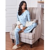 image:imageEkouaer Womens Pajama Sets 2 Piece Sleepwear Soft Pajamas Long Sleeve Pjs Comfy Loungewear SXXLBlue Star