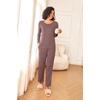 image:imageEkouaer Womens Pajama Sets 2 Piece Sleepwear Soft Pajamas Long Sleeve Pjs Comfy Loungewear SXXLBrown