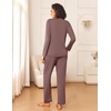image:imageEkouaer Womens Pajama Sets 2 Piece Sleepwear Soft Pajamas Long Sleeve Pjs Comfy Loungewear SXXLBrown