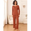 image:imageEkouaer Womens Pajama Sets 2 Piece Sleepwear Soft Pajamas Long Sleeve Pjs Comfy Loungewear SXXLCaramel