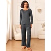 image:imageEkouaer Womens Pajama Sets 2 Piece Sleepwear Soft Pajamas Long Sleeve Pjs Comfy Loungewear SXXLDark Gray