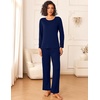 image:imageEkouaer Womens Pajama Sets 2 Piece Sleepwear Soft Pajamas Long Sleeve Pjs Comfy Loungewear SXXLNavy Blue