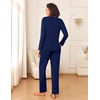 image:imageEkouaer Womens Pajama Sets 2 Piece Sleepwear Soft Pajamas Long Sleeve Pjs Comfy Loungewear SXXLNavy Blue
