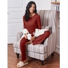 image:imageEkouaer Womens Pajama Sets 2 Piece Sleepwear Soft Pajamas Long Sleeve Pjs Comfy Loungewear SXXLWine Red
