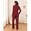 image:imageEkouaer Womens Pajama Sets 2 Piece Sleepwear Soft Pajamas Long Sleeve Pjs Comfy Loungewear SXXLWine Red