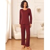 image:imageEkouaer Womens Pajama Sets 2 Piece Sleepwear Soft Pajamas Long Sleeve Pjs Comfy Loungewear SXXLWine Red