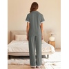image:imageEkouaer Womens Pajama Sets Short Sleeve Button Up Pjs Chic Contrast Trim Long Pants with PocketsSoft Loungewear Set SXXLDark Grey