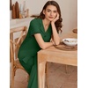 image:imageEkouaer Womens Pajama Sets Short Sleeve Button Up Pjs Chic Contrast Trim Long Pants with PocketsSoft Loungewear Set SXXLGreen