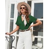 image:imageEkouaer Womens Pajama Sets Short Sleeve Button Up Pjs Chic Contrast Trim Long Pants with PocketsSoft Loungewear Set SXXLGreen
