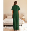 image:imageEkouaer Womens Pajama Sets Short Sleeve Button Up Pjs Chic Contrast Trim Long Pants with PocketsSoft Loungewear Set SXXLGreen