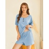 image:imageEkouaer Womens Pajama Sets Short Sleeve Ribbed Knit Pjs Soft Summer Sleepwear 2 Piece Lounge SetsLight Blue