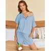 image:imageEkouaer Womens Pajama Sets Short Sleeve Ribbed Knit Pjs Soft Summer Sleepwear 2 Piece Lounge SetsLight Blue