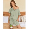 image:imageEkouaer Womens Pajama Sets Short Sleeve Ribbed Knit Pjs Soft Summer Sleepwear 2 Piece Lounge SetsLight Green
