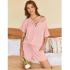 image:imageEkouaer Womens Pajama Sets Short Sleeve Ribbed Knit Pjs Soft Summer Sleepwear 2 Piece Lounge SetsLight Pink