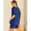 image:imageEkouaer Womens Pajama Sets Short Sleeve Ribbed Knit Pjs Soft Summer Sleepwear 2 Piece Lounge SetsNavy Blue