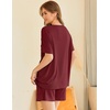image:imageEkouaer Womens Pajama Sets Short Sleeve Ribbed Knit Pjs Soft Summer Sleepwear 2 Piece Lounge SetsWine Red