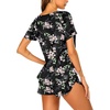 image:imageEkouaer Womens Pajama Short Sleeve Sleepwear Soft Pj Set Cotton Top and Shorts Pajamas SetStyle 1black Flower